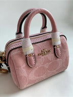 Coach Mini Rowan Bag Charm in Signature Pink Denim