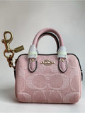 Coach Mini Rowan Bag Charm in Signature Pink Denim