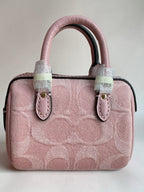 Coach Mini Rowan Bag Charm in Signature Pink Denim