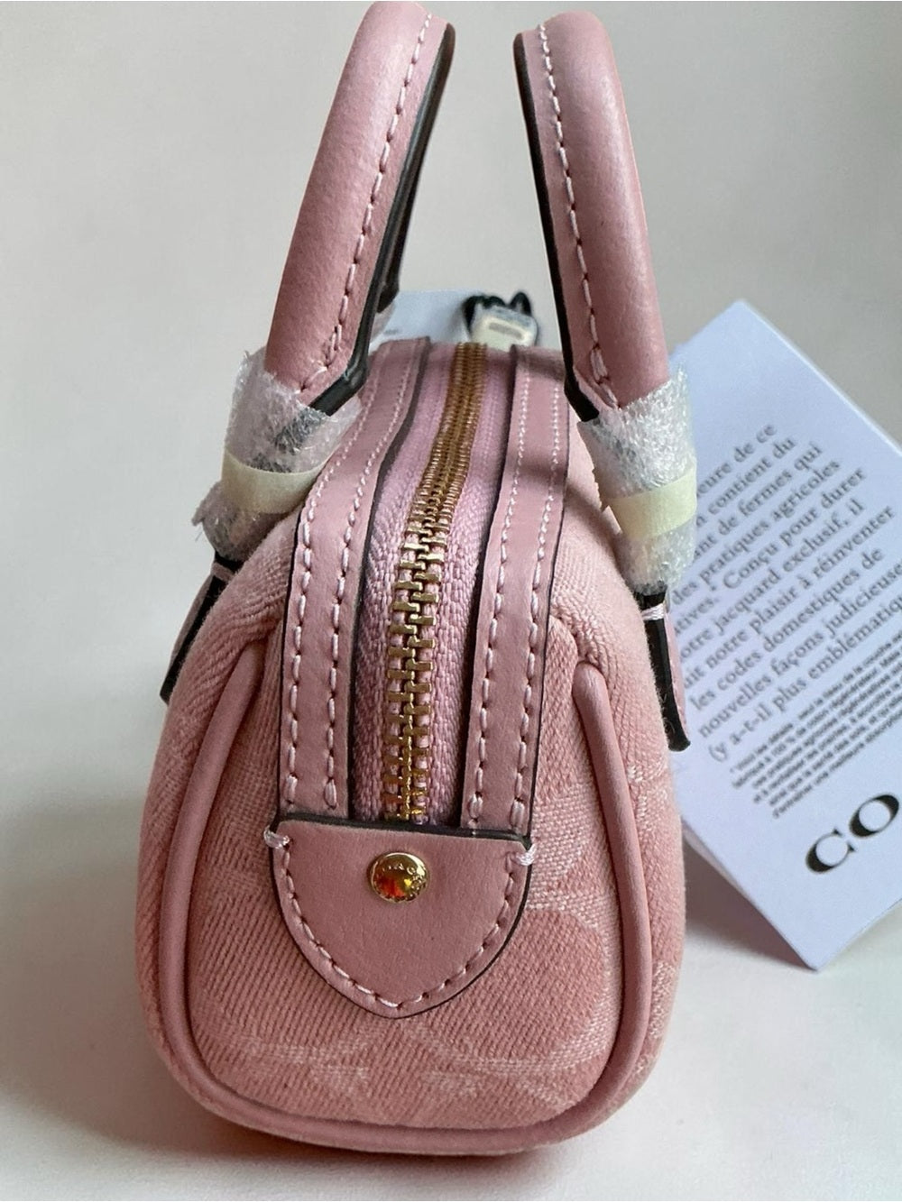 Coach Mini Rowan Bag Charm in Signature Pink Denim