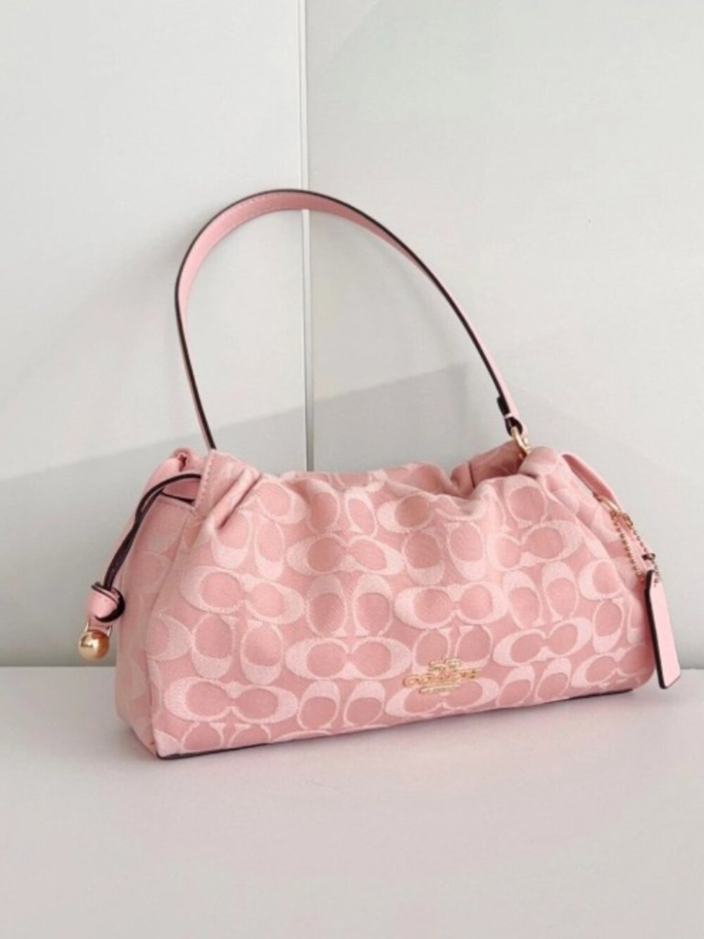 Coach Faye Shoulder Bag in Signature Denim — Pink