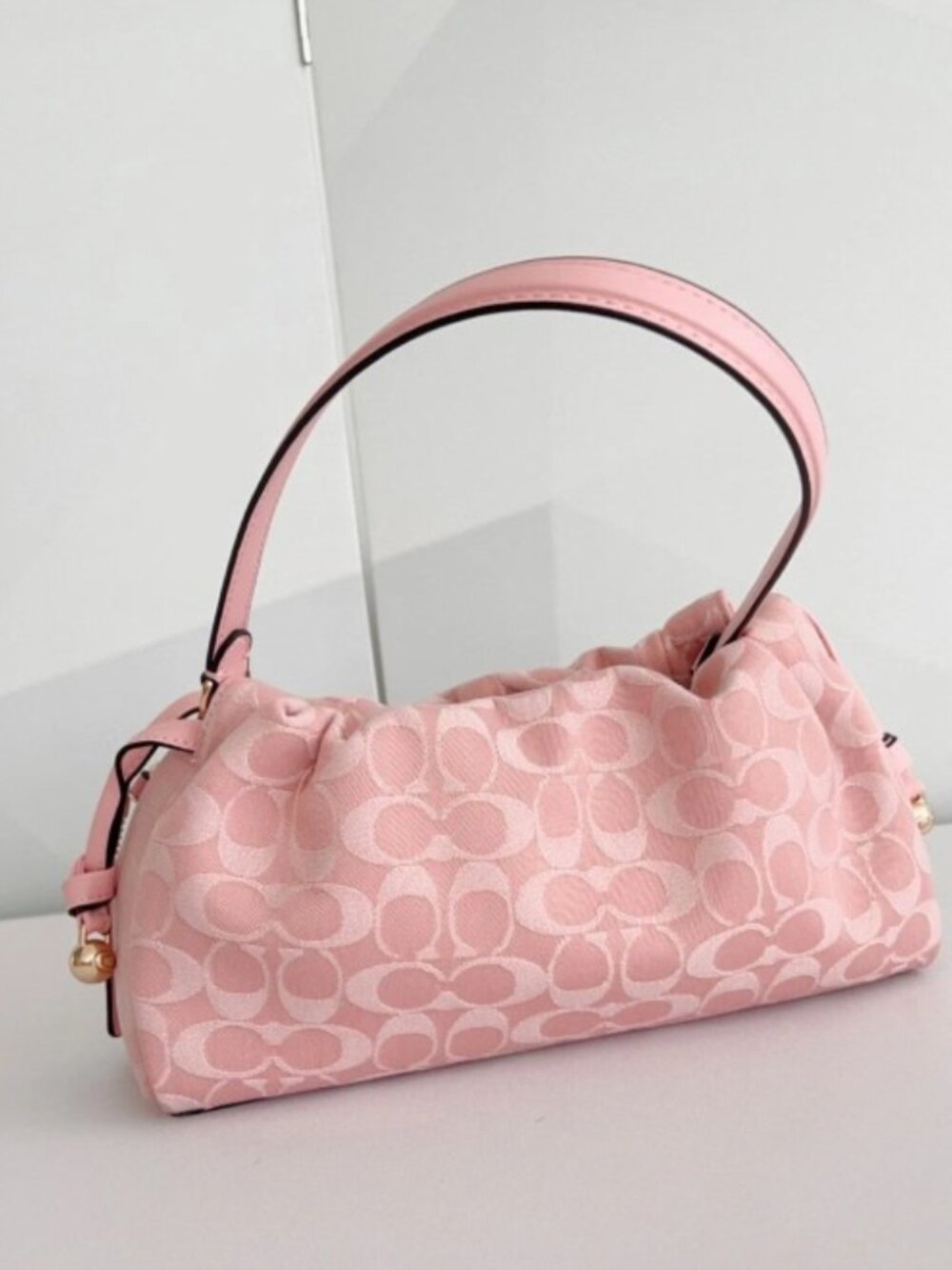 Coach Faye Shoulder Bag in Signature Denim — Pink