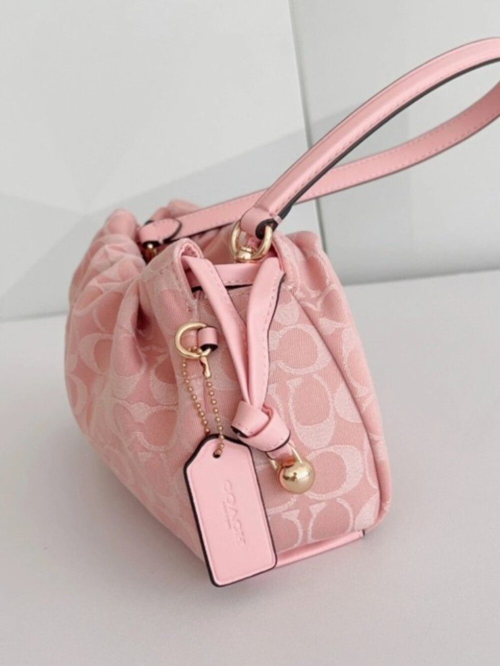 Coach Faye Shoulder Bag in Signature Denim — Pink