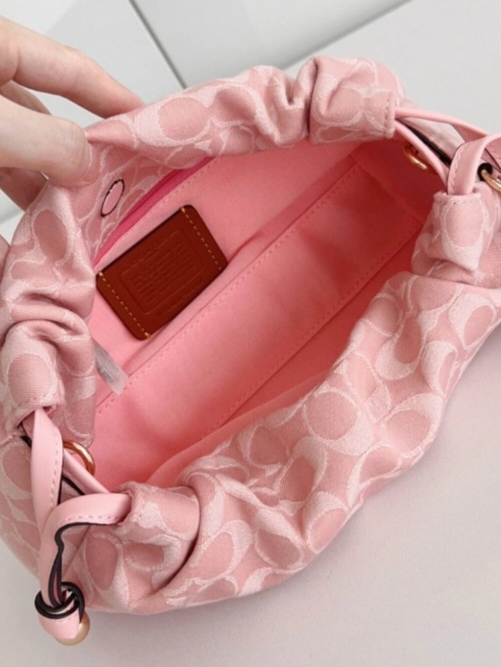 Coach Faye Shoulder Bag in Signature Denim — Pink