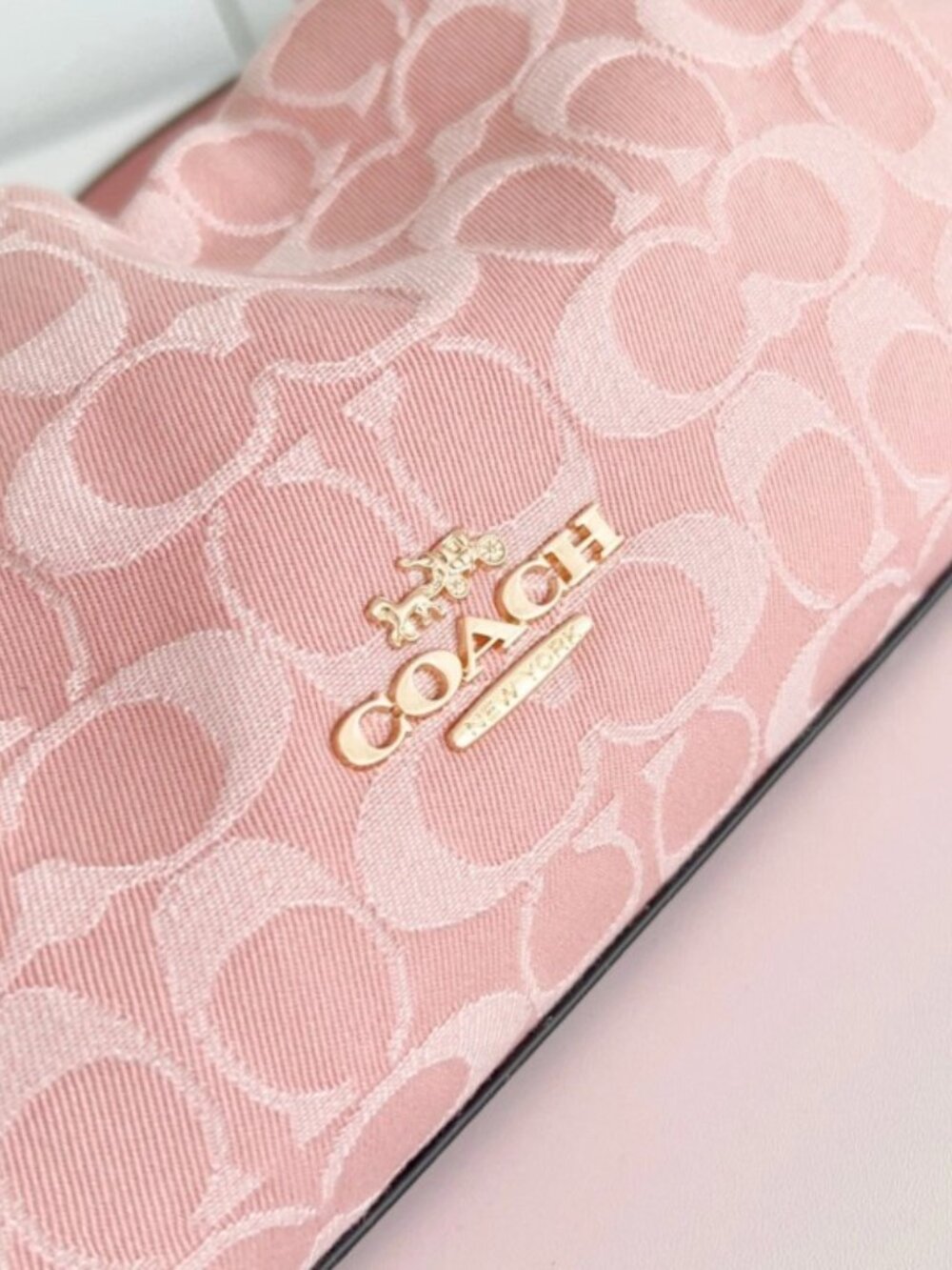Coach Faye Shoulder Bag in Signature Denim — Pink