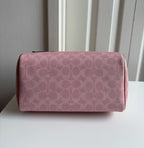 Coach Medium Rowan Satchel Bag in Signature Canvas with Charms — Powder Pink
