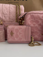 Coach Wallet in Pink Denim with Cherry Charm
