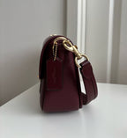 Coach Hadley Leather Crossbody Shoulder Bag in Dark Wine/Gold
