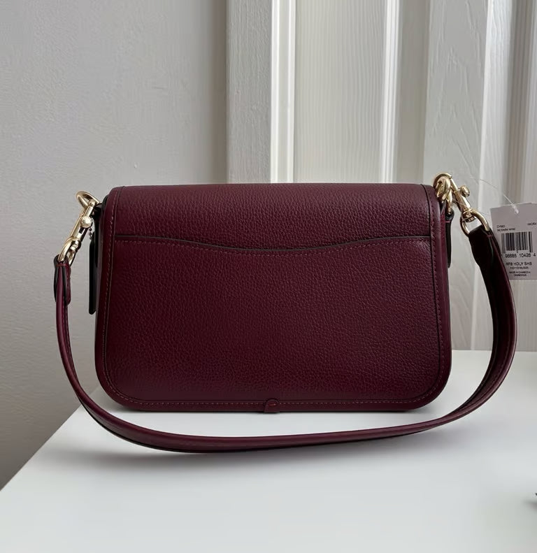 Coach Hadley Leather Crossbody Shoulder Bag in Dark Wine/Gold