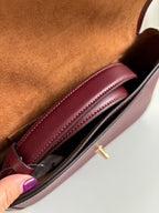Coach Hadley Leather Crossbody Shoulder Bag in Dark Wine/Gold