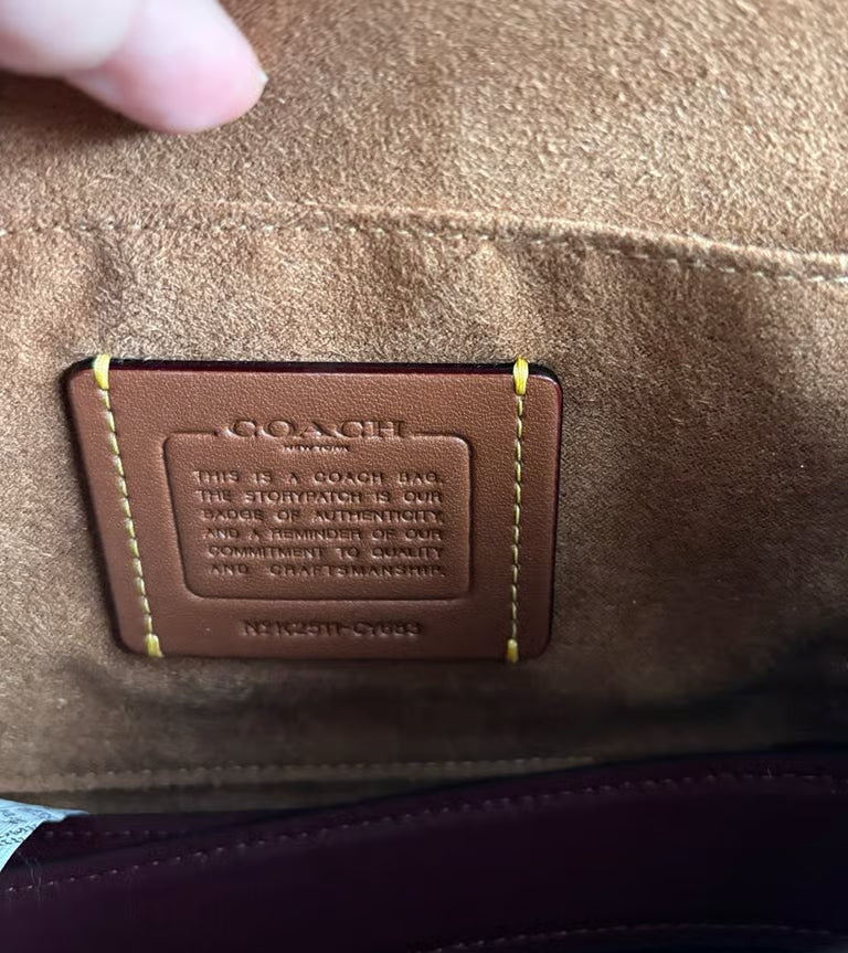 Coach Hadley Leather Crossbody Shoulder Bag in Dark Wine/Gold