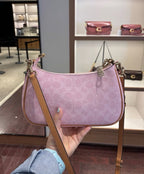 Coach Teri Shoulder Bag in Signature Canvas with Charms — Powder Pink