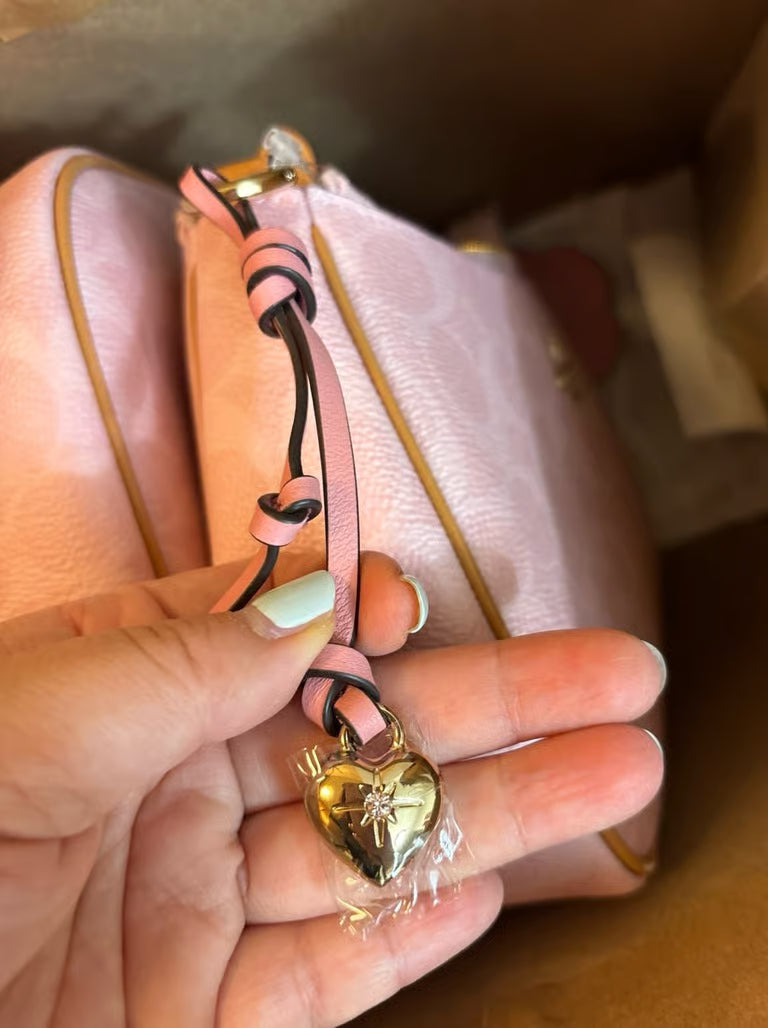 Coach Teri Shoulder Bag in Signature Canvas with Charms — Powder Pink