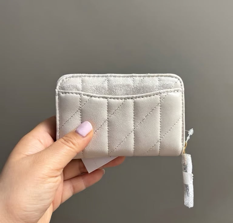 Coach Pillow Quilted Small Zip Around Card Case in Chalk