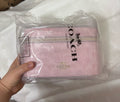 Coach Cosmetic Case in Signature Canvas Gold/Powder Pink