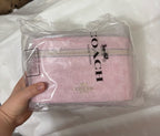Coach Cosmetic Case in Signature Canvas Gold/Powder Pink