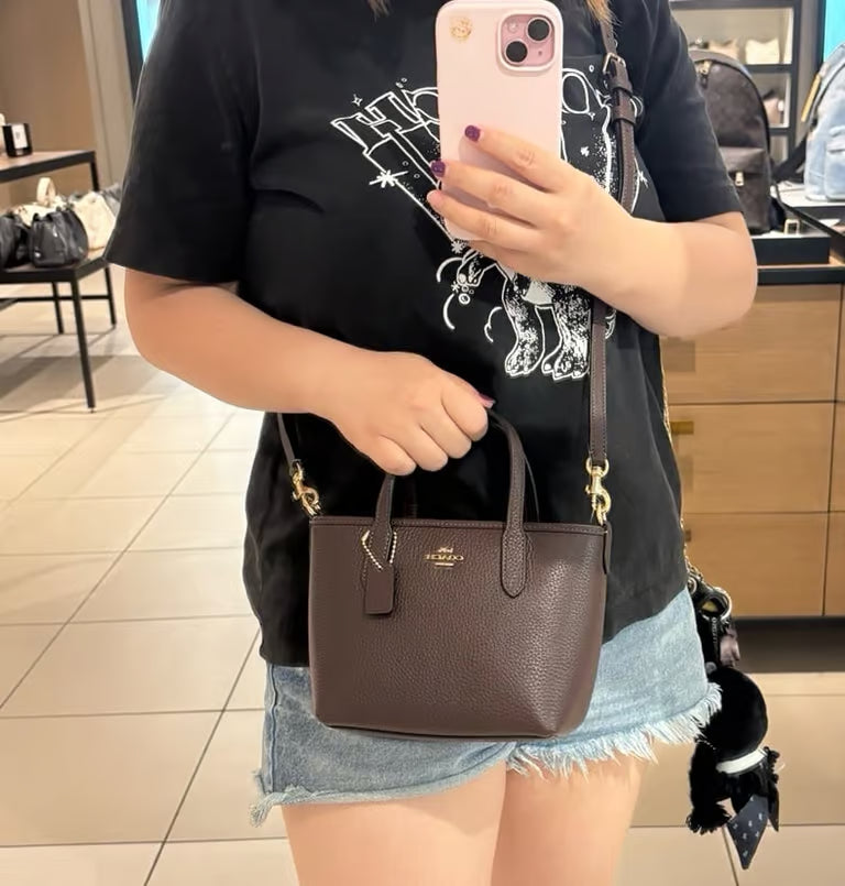 Coach City Mini Tote Bag in Leather Maple