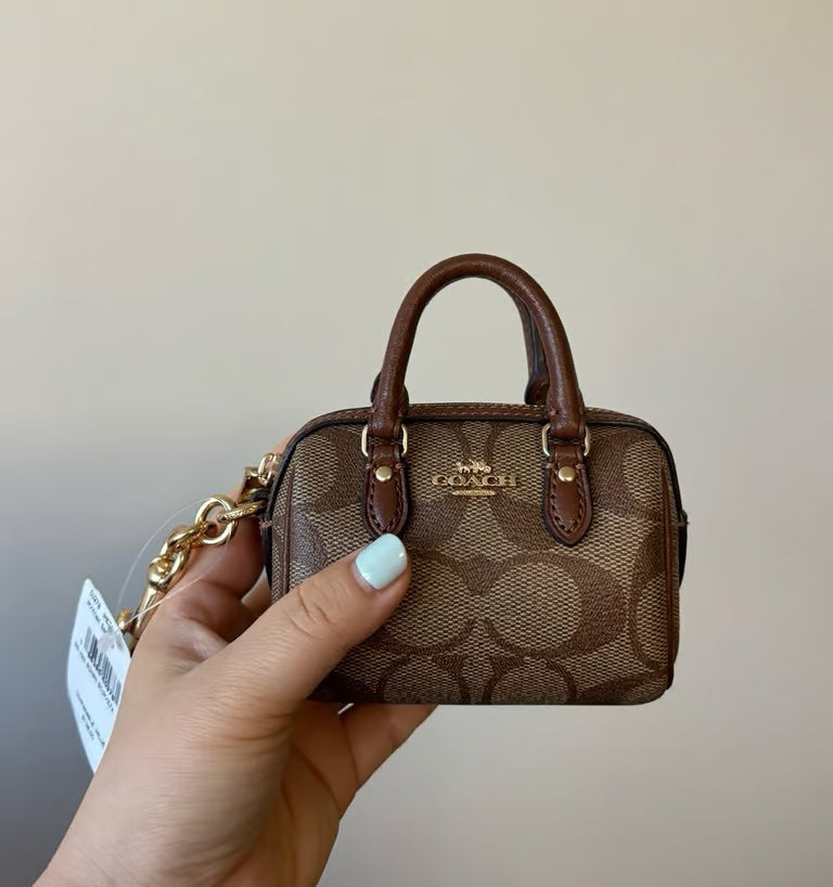 Coach Mini Rowan Satchel Bag Charm in Signature Canvas