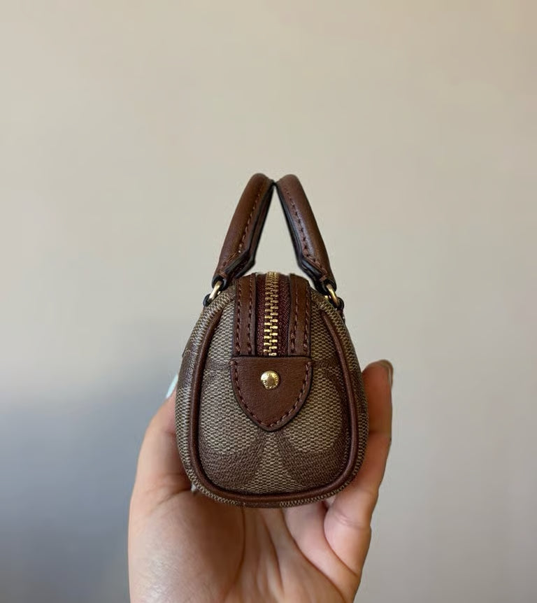 Coach Mini Rowan Satchel Bag Charm in Signature Canvas