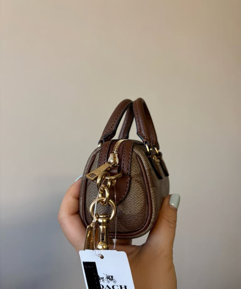 Coach Mini Rowan Satchel Bag Charm in Signature Canvas