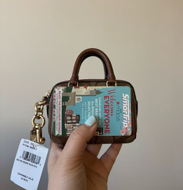 Coach Mini Rowan Satchel Bag Charm in Signature Canvas