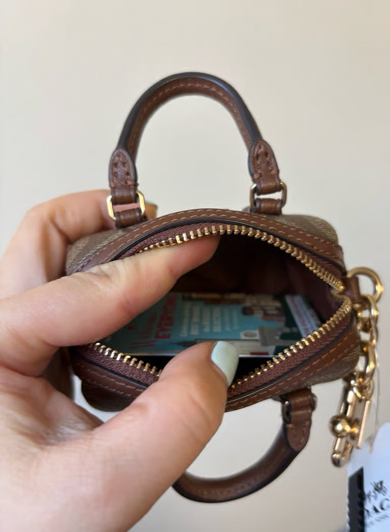 Coach Mini Rowan Satchel Bag Charm in Signature Canvas