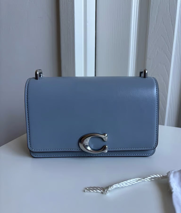 Coach 1941 Bandit Crossbody Bag in Luxe Calf Leather — Silver/Grey Blue