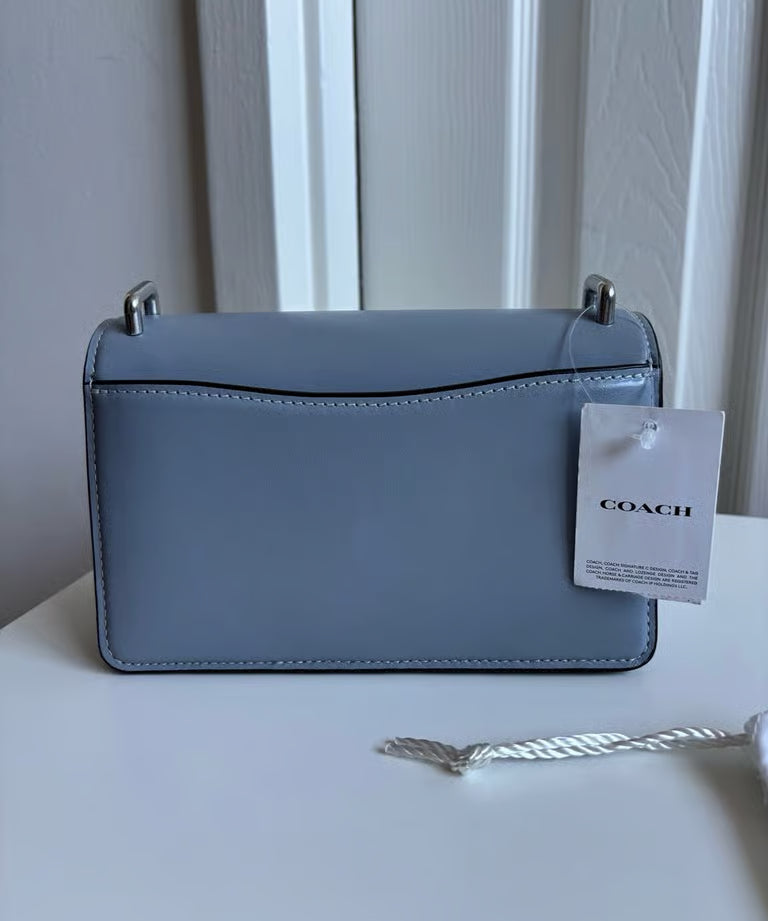 Coach 1941 Bandit Crossbody Bag in Luxe Calf Leather — Silver/Grey Blue