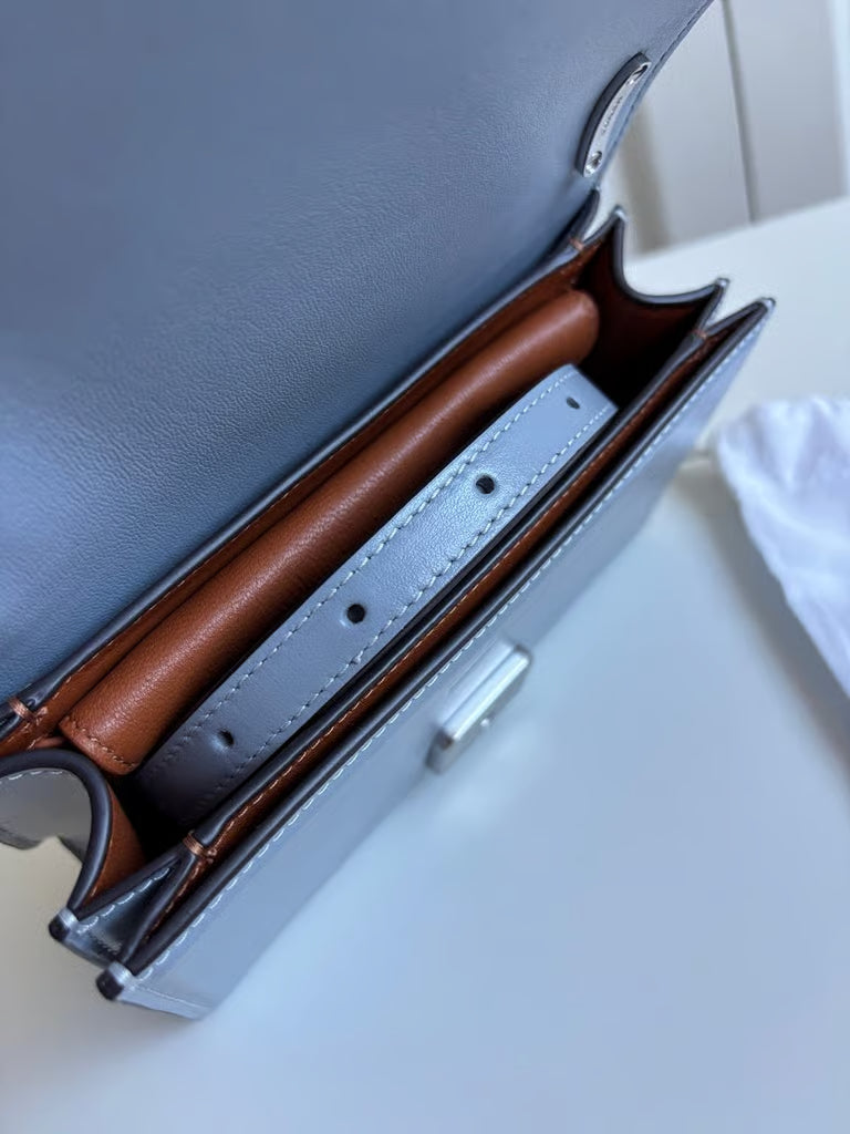 Coach 1941 Bandit Crossbody Bag in Luxe Calf Leather — Silver/Grey Blue