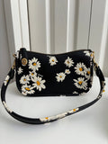Coach Swinger 20 Bag with Floral Print in Glovetanned Leather Brass/Black Multi