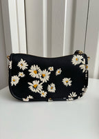 Coach Swinger 20 Bag with Floral Print in Glovetanned Leather Brass/Black Multi