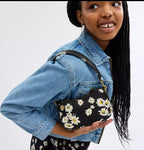 Coach Swinger 20 Bag with Floral Print in Glovetanned Leather Brass/Black Multi
