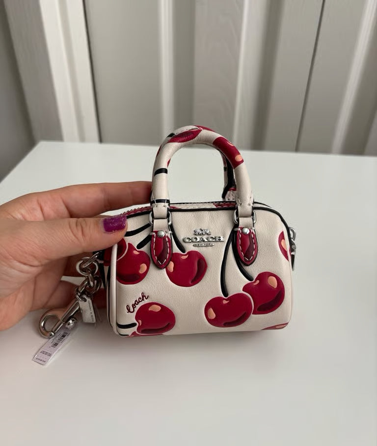 Coach Mini Rowan Bag Charm with Cherry Print