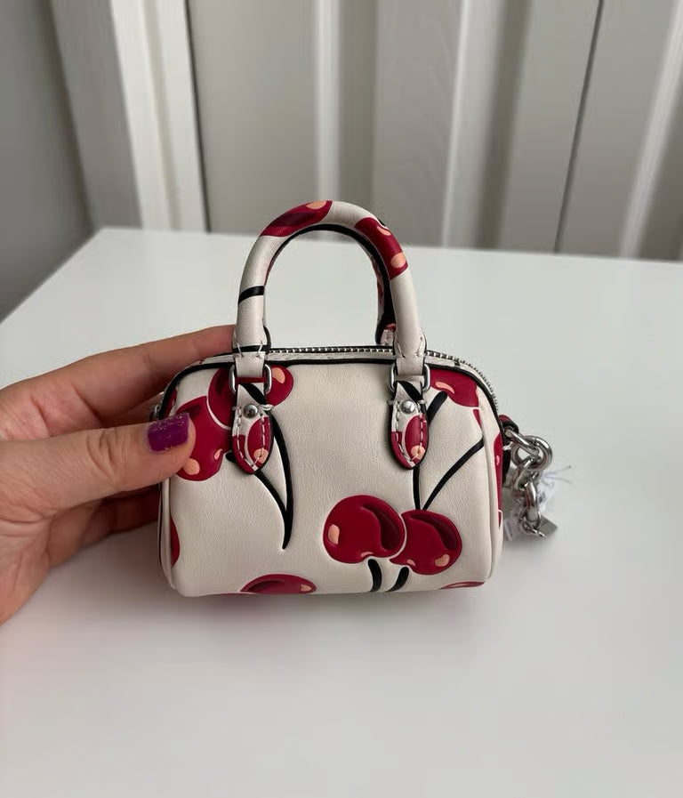 Coach Mini Rowan Bag Charm with Cherry Print