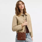 Coach Faye Mini Drawstring Bag with Quilting in Suede — Gold/Vintage Brown/Maple