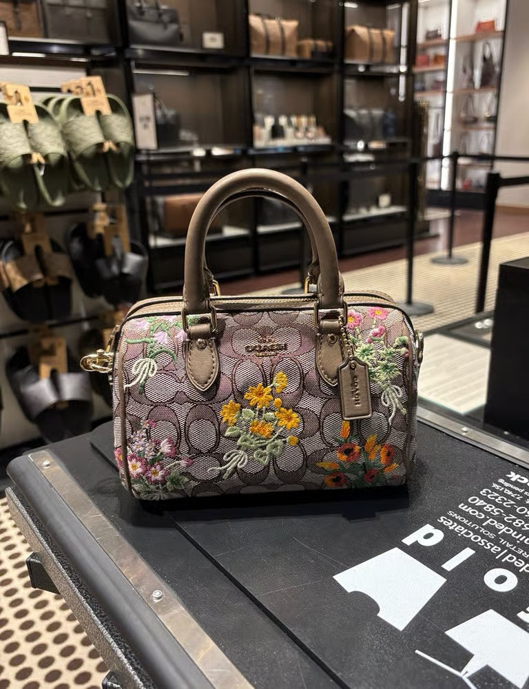 Coach Mini Rowan Crossbody Bag in Signature Jacquard Floral Embroidery