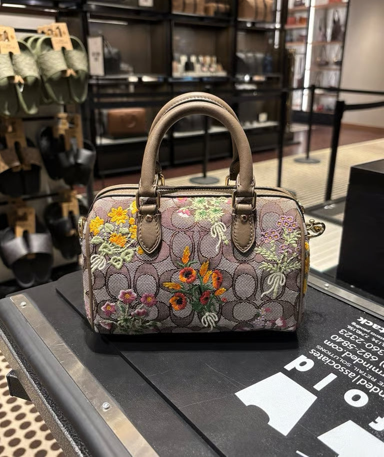 Coach Mini Rowan Crossbody Bag in Signature Jacquard Floral Embroidery