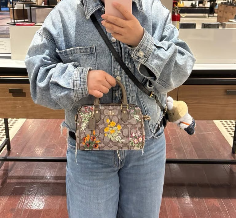 Coach Mini Rowan Crossbody Bag in Signature Jacquard Floral Embroidery
