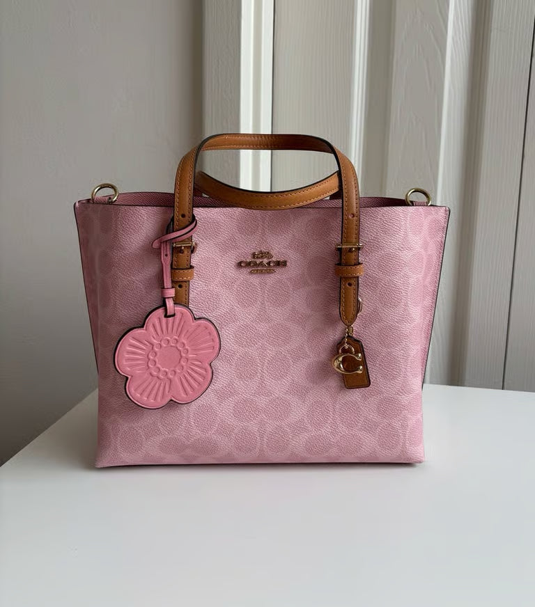 Coach Mollie Tote Bag 25 in Signature Canvas — Powder Pink