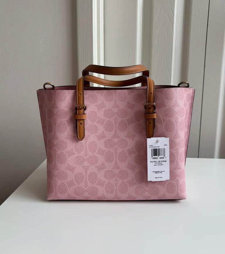 Coach Mollie Tote Bag 25 in Signature Canvas — Powder Pink