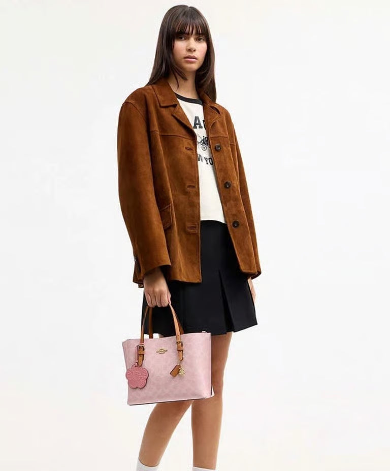 Coach Mollie Tote Bag 25 in Signature Canvas — Powder Pink