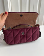 Coach Hailey Flap Bag with Quilting — Gunmetal/Burgundy