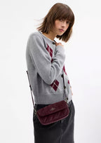 Coach Hailey Flap Bag with Quilting — Gunmetal/Burgundy