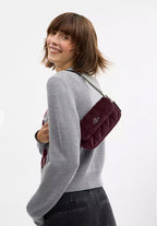 Coach Hailey Flap Bag with Quilting — Gunmetal/Burgundy