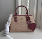 Coach Rowan Satchel Bag in Signature Canvas with Heart Charm