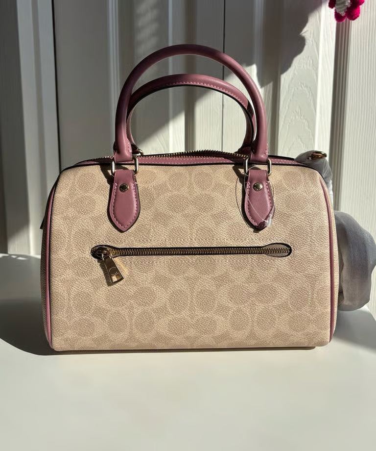 Coach Rowan Satchel Bag in Signature Canvas with Heart Charm