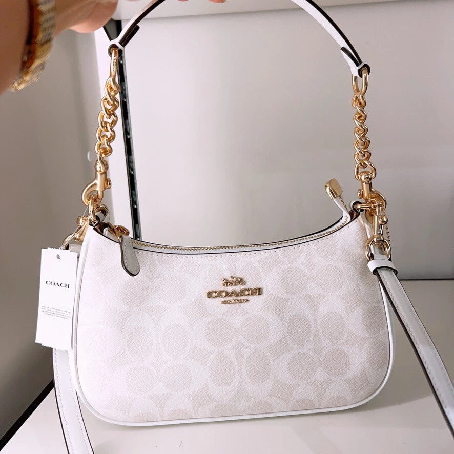 Coach Teri Shoulder Bag in Signature Canvas — Glacier White