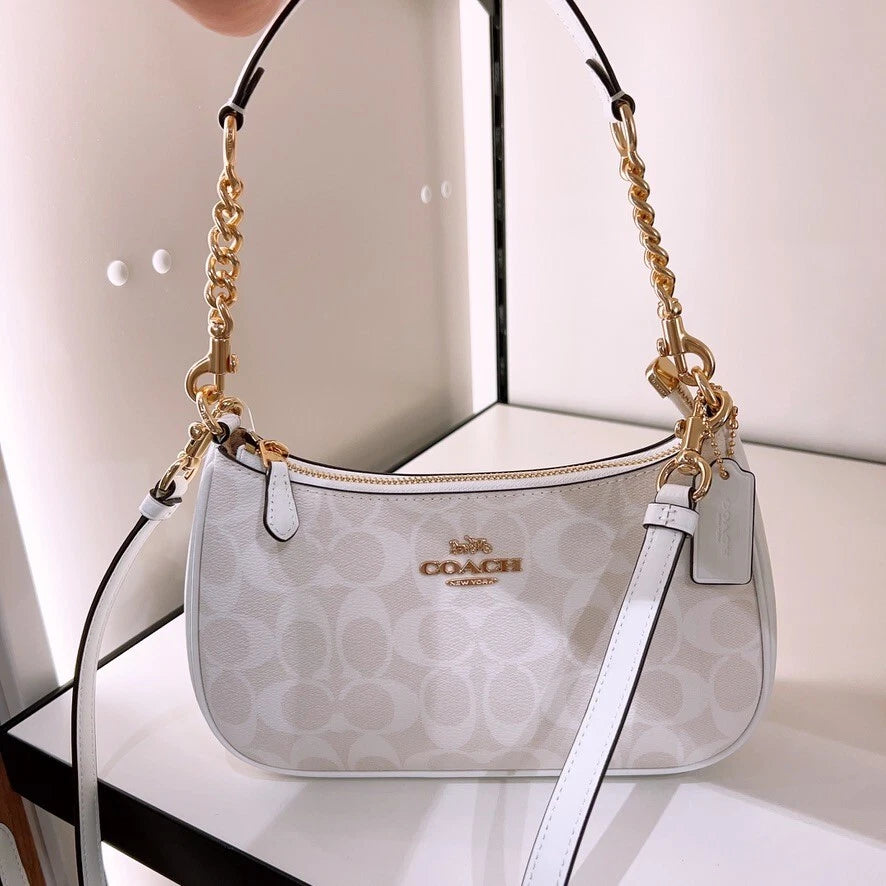 Coach Teri Shoulder Bag in Signature Canvas — Glacier White