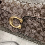Coach Crystal Signature Jacquard Tabby 26 Shoulder Bag & Slim Card Case Set — Brass/Mushroom