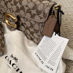 Coach Crystal Signature Jacquard Tabby 26 Shoulder Bag & Slim Card Case Set — Brass/Mushroom